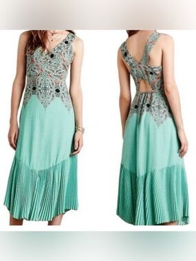 ANTHROPOLOGIE Maeve Dress Sz 2 Canyon Creek Turquoise Boho Chic